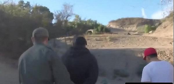  Slutty teens riding border guard dong outdoors